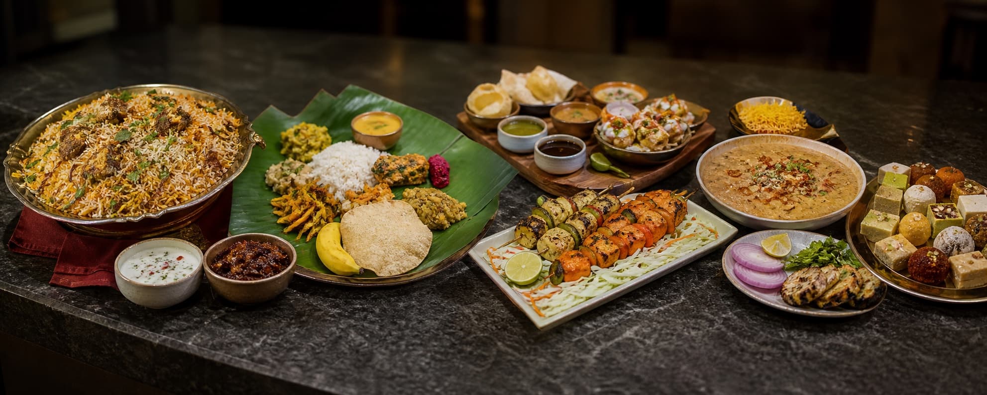 A generous spread of Shrutham cuisine
